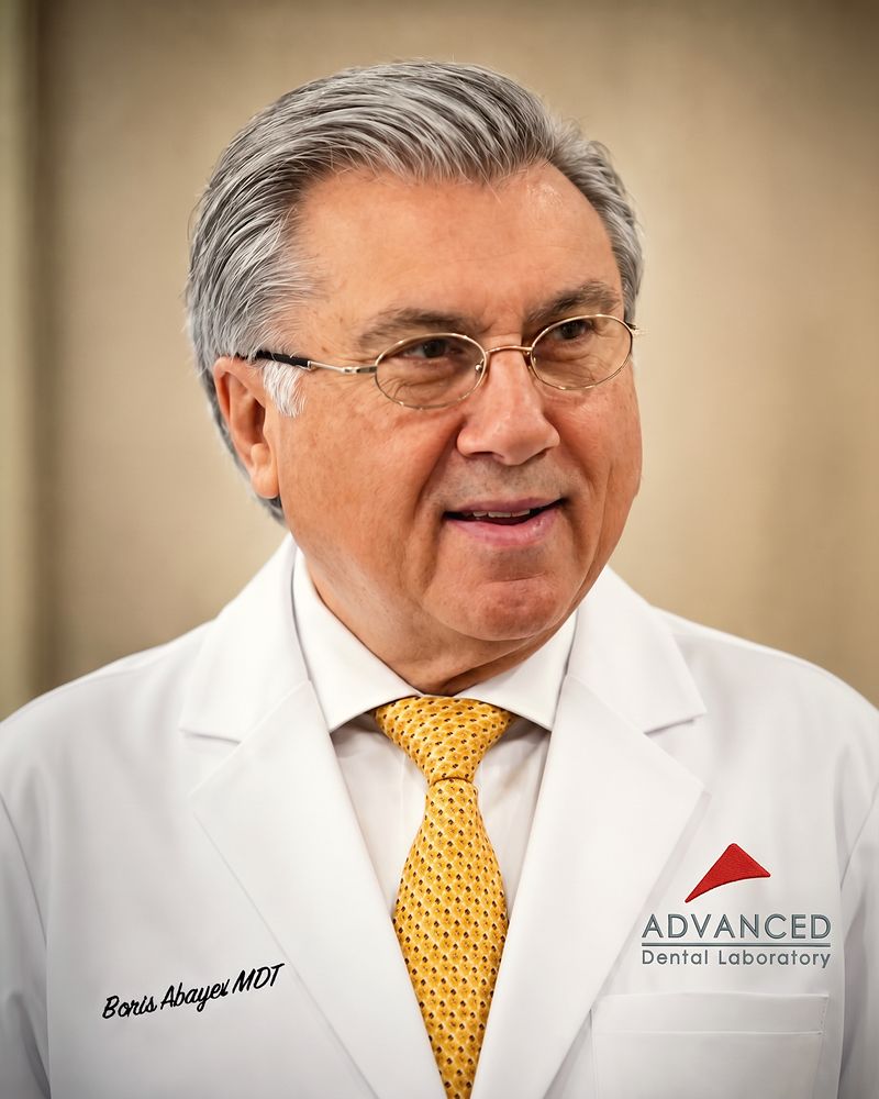Portrait of Boris Abayev, MDT, founder, in a white lab coat